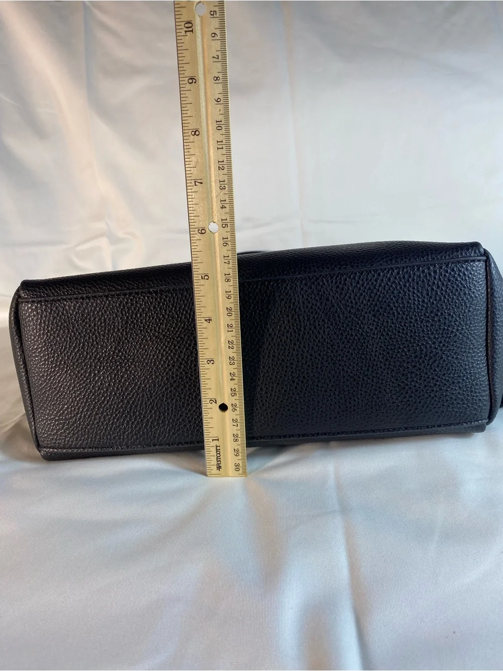 Steve Madden Black Pebbled faux leather purse with Floral Scarf Accent